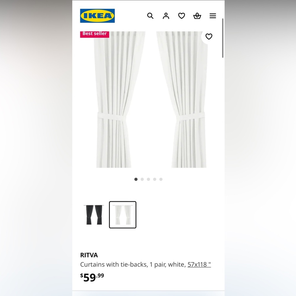 BRAND NEW UNOPENED RITVA CURTAINS